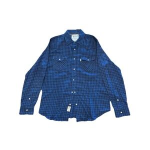 Levi Strauss & Co. Pearl Snap Western Style Shirt Men's Medium Blue Plaid